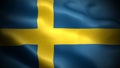 Close up waving flag of Sweden. Flag symbols of Sweden.