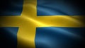 Close up waving flag of Sweden. Flag symbols of Sweden.