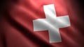 Close up waving flag of Switzerland. Flag symbols of Switzerland.