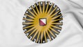 Close-up of waving flag with University of Utrecht emblem 3D rendering Royalty Free Stock Photo