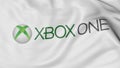Close up of waving flag with Xbox One logo, 3D rendering