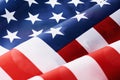 Close up of waving national usa american flag as a background. Concept of Memorial or Independence Day or 4th of July