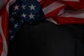 Close up of waving national usa american flag on black background with copy space Royalty Free Stock Photo
