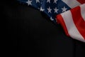 Close up of waving national usa american flag on black background with copy space Royalty Free Stock Photo