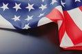 Close up of waving national usa american flag on a dark background with copy space. Independence Day 4th July concept Royalty Free Stock Photo