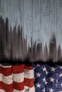 Close up of waving national usa american flag on wooden background Royalty Free Stock Photo