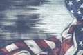 Close up of waving national usa american flag on wooden background Royalty Free Stock Photo
