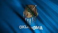 Close-up of waving Oklahoma flag. Animation. Patriotic background flag is rectangular blue color with image in center of