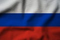 Close up of waving of Russia silk flag for Independence Day concept Royalty Free Stock Photo