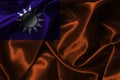 Close up of waving of Taiwan silk flag for Independence Day concept Royalty Free Stock Photo