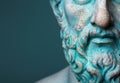Close-up of a weathered bronze statue