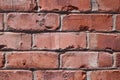 Close-up of weathered red bricks in a house wall Royalty Free Stock Photo
