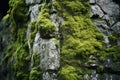 A close-up of a weathered stone wall with moss and lichen Royalty Free Stock Photo