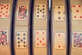 Vintage slot machine with playing cards Royalty Free Stock Photo