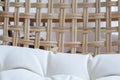 Close up weave pattern with white mattress chair texture and background. Royalty Free Stock Photo