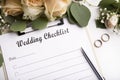 Close up of wedding checklist with empty space for date