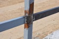 Close up Weld on a Steel Iron Bar for a New Fence Frame.