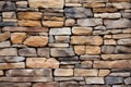 close-up of a well-designed dry-stack stone wall Royalty Free Stock Photo