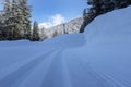 Perfectly groomed cross country ski trail track