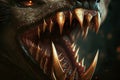 close-up of werewolf's fangs, dripping with saliva