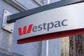 Close-up of Westpac bank signage Royalty Free Stock Photo