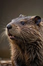 Captivating Close-Up Portrait of a Wild Beaver with Detailed Fur and Expressive Eyes. Royalty Free Stock Photo