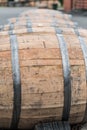 Close Up of Wet Bourbon Barrel in the Rain