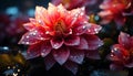 Close up of a wet pink flower, vibrant and beautiful generated by AI Royalty Free Stock Photo