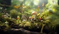 Close up of wet toadstool in autumn forest generated by AI Royalty Free Stock Photo