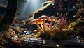 Close up of a wet toadstool, a slimy and poisonous fungus generated by AI