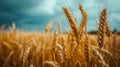 Close up of wheat ears in field