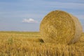 Close-up of wheat straw bale