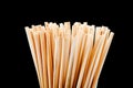 Close up wheat straw for drinking water on black background Royalty Free Stock Photo