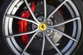 Close up wheel of Ferrari sports car Mpdena Italy