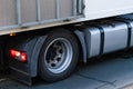 Close-up of the wheel and gas tank of a truck. Royalty Free Stock Photo