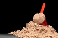 Close-up Whey Protein Powder in measuring scoop. Royalty Free Stock Photo