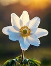 Close up on white anemone or windflower by springtime Royalty Free Stock Photo