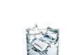 Close-up on a white background, a glass of water and ice cubes Royalty Free Stock Photo