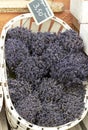 Close up of white basket of lavender, Arles, France