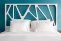 Close up white bedding sheets and pillow in modern bedroom Royalty Free Stock Photo