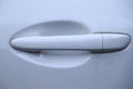 Close up of White car door handle Royalty Free Stock Photo