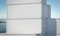 Close up of white cargo containers, 3d rendering