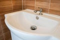 White ceramic wash basin for face and hand in bathroom Royalty Free Stock Photo