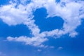White cloud group patterns with  heart shaped on bright blue sky Royalty Free Stock Photo