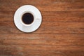 Close up white coffee cup on wooden table