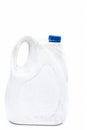 Close up of white colored Jerrican or plastic jerrican or jerry can isolate on white used for containing liquids.