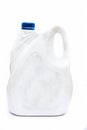 Close up of white colored Jerrican or plastic jerrican or jerry can isolate on white used for containing liquids.