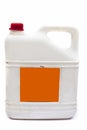 Close up of white colored Jerrican or plastic jerrican or jerry can isolate on white used for containing liquids.