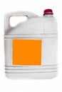 Close up of white colored Jerrican or plastic jerrican or jerry can isolate on white used for containing liquids.