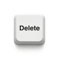 Close-up of a white computer keyboard delete key showing its function for removing data Royalty Free Stock Photo